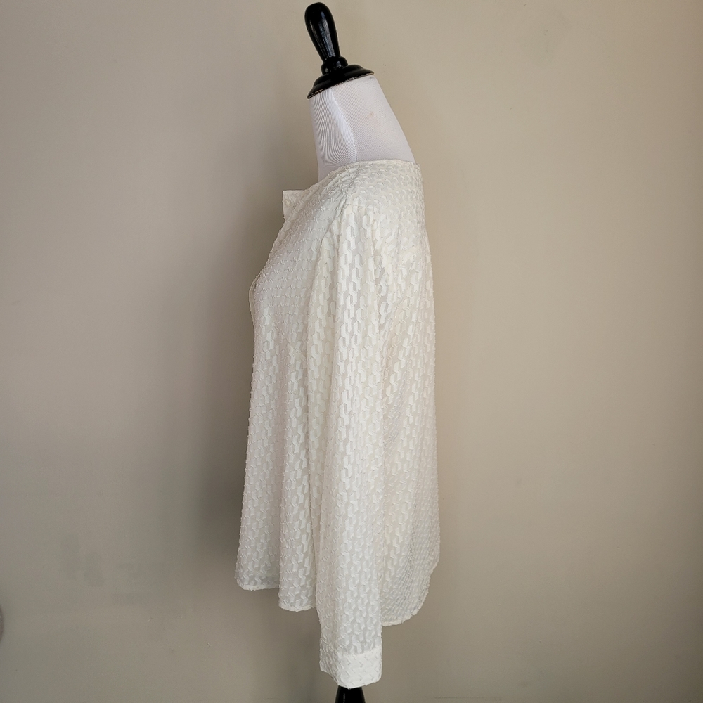 Talbots Cream Textured Button Down Blouse - image 5